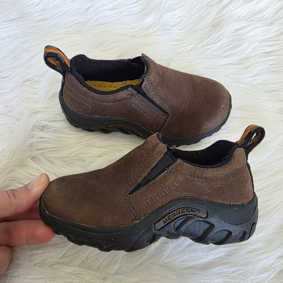 Merrell Kids Brown Leather Slip-On Sneakers Size 10 - Picture 1 of 6